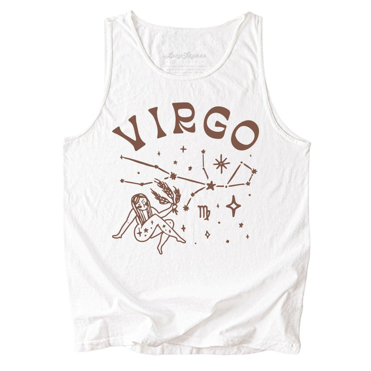 Virgo Comfort Colors Graphic Tank Top - White