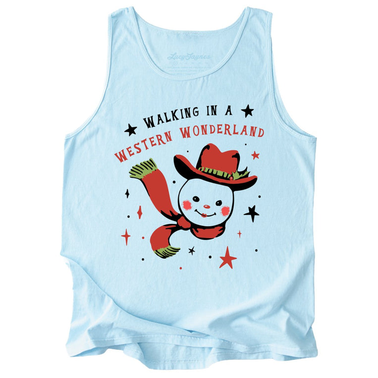 Walking in a Western Wonderland Comfort Colors Graphic Tank Top - Chambray