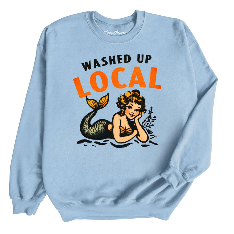 Washed Up Local Graphic Sweatshirt - Light Blue