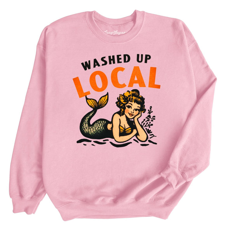Washed Up Local Graphic Sweatshirt - Light Pink