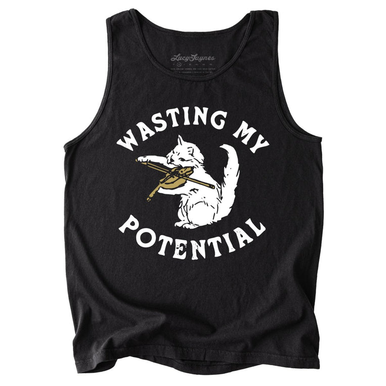 Wasting My Potential Comfort Colors Graphic Tank Top - Black