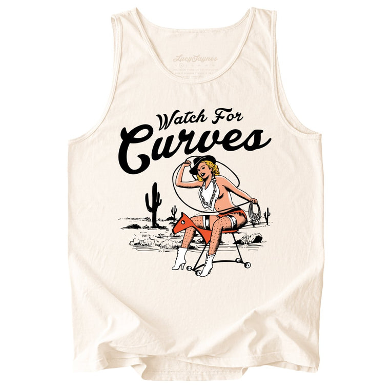 Watch For Curves Comfort Colors Graphic Tank Top - Ivory