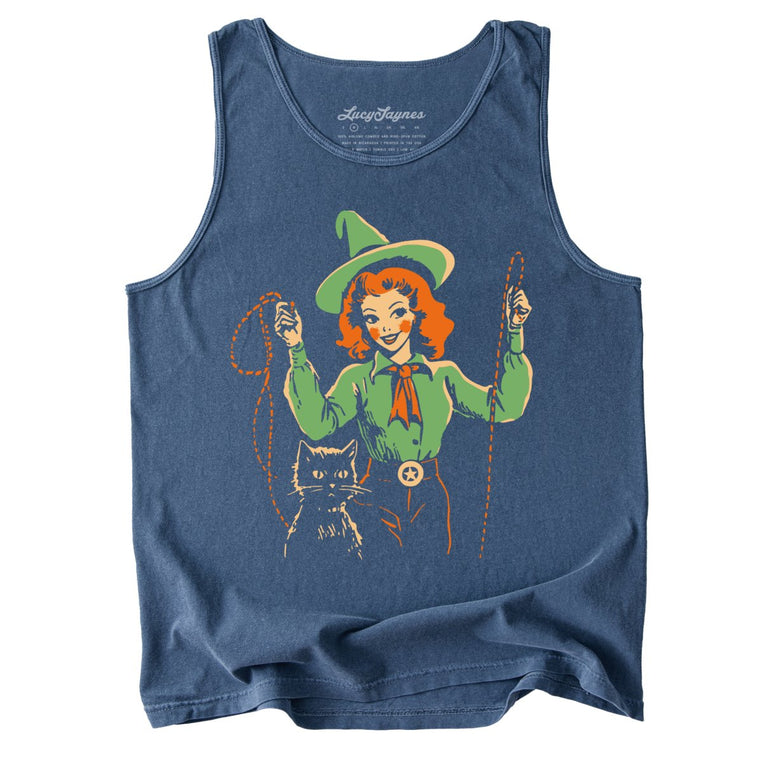Western Witch Comfort Colors Graphic Tank Top - Denim