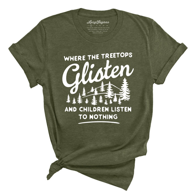 Where The Treetops Glisten - Heather Military Green - Full Front