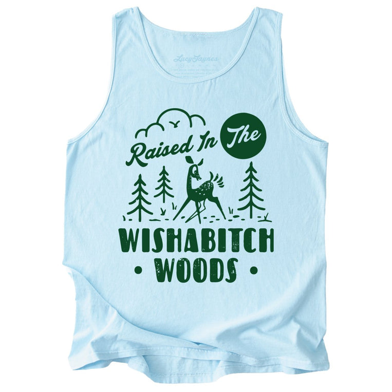 Wishabitch Woods Comfort Colors Graphic Tank Top - Chambray