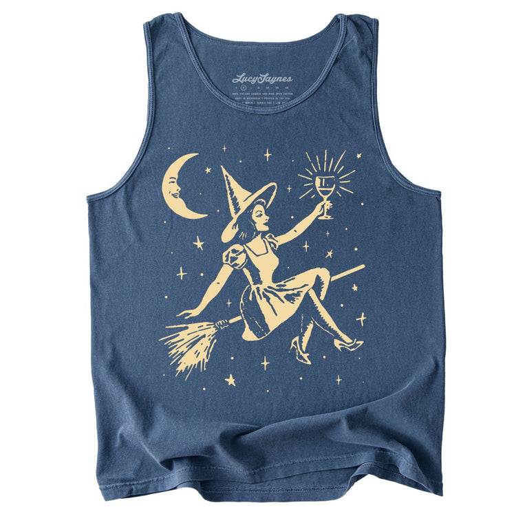 Witchy Wine Comfort Colors Graphic Tank Top - Denim