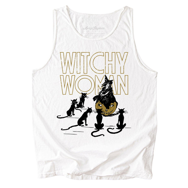 Witchy Woman Comfort Colors Graphic Tank Top - White