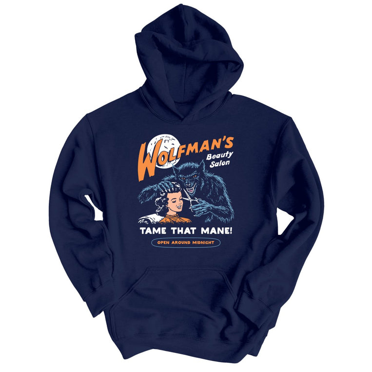 Wolfman's Beauty Salon - Navy - Unisex Hoodie