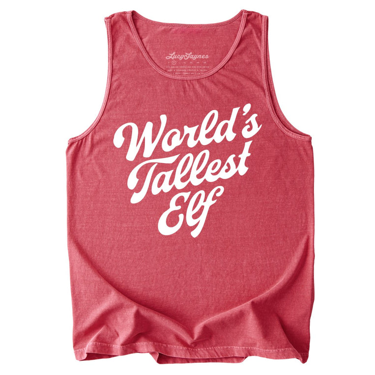 World's Tallest Elf Comfort Colors Graphic Tank Top - Crimson