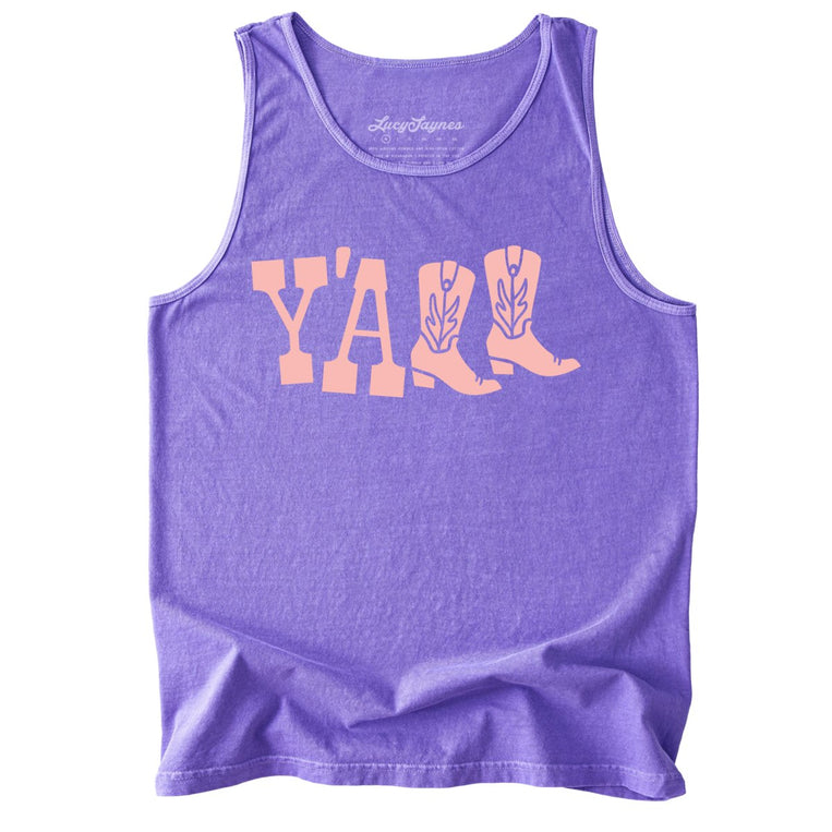 Y'all Boots Comfort Colors Graphic Tank Top - Violet