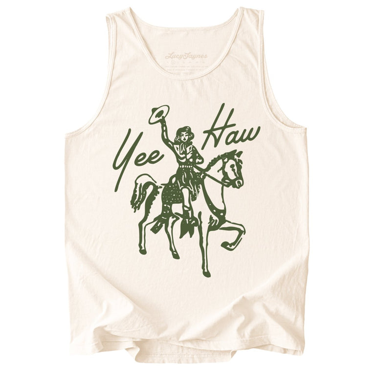 Yee Haw Comfort Colors Graphic Tank Top - Ivory