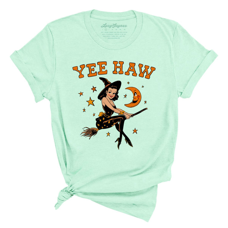 Yee Haw Witch. - Heather Mint - Full Front