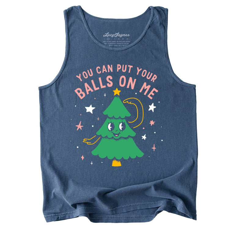 You Can Put Your Balls On Me Comfort Colors Graphic Tank Top - Denim
