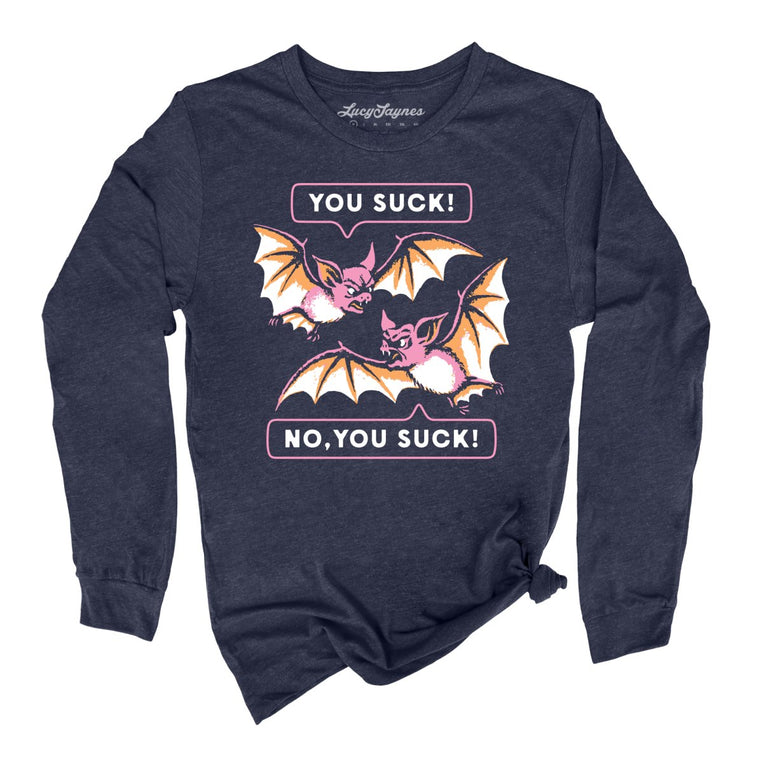 You Suck Bats - Heather Navy - Unisex Long Sleeve T-Shirt