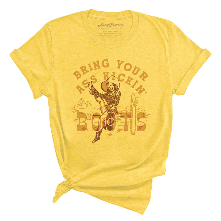 Bring Your Ass Kickin' Boots - Heather Yellow - Full Front