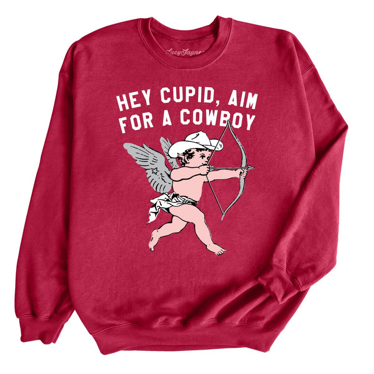 Cupid Aim For A Cowboy - Cardinal Red - Full Front