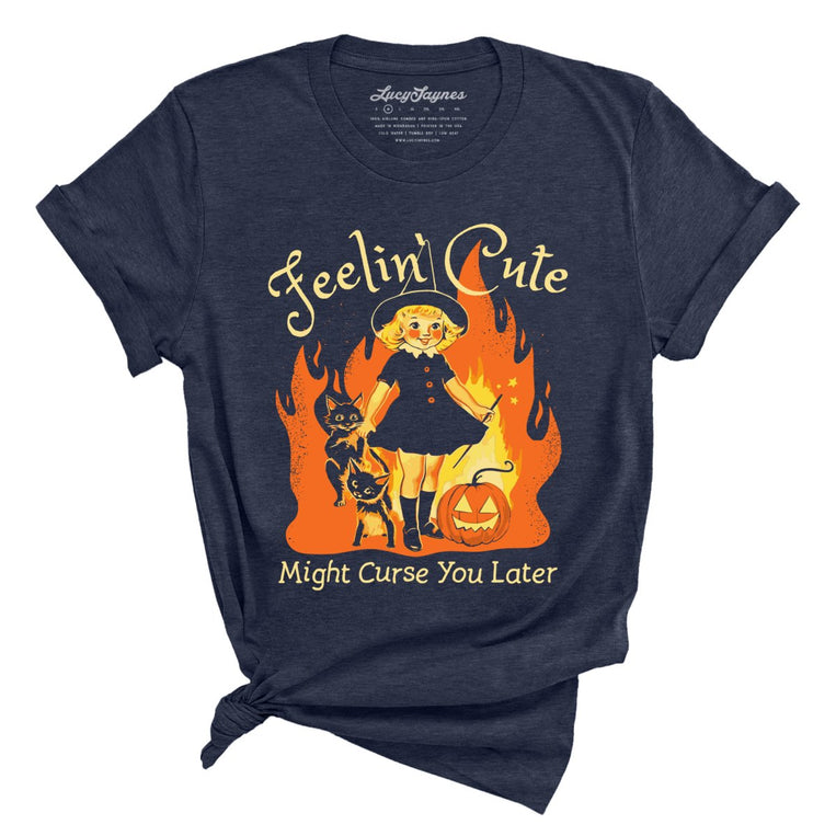 Feelin' Cute Might Curse You Later - Heather Midnight Navy - Full Front