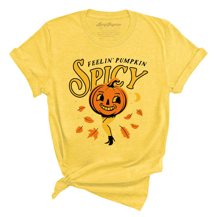 Feelin' Pumpkin Spicy - Heather Yellow - Full Front