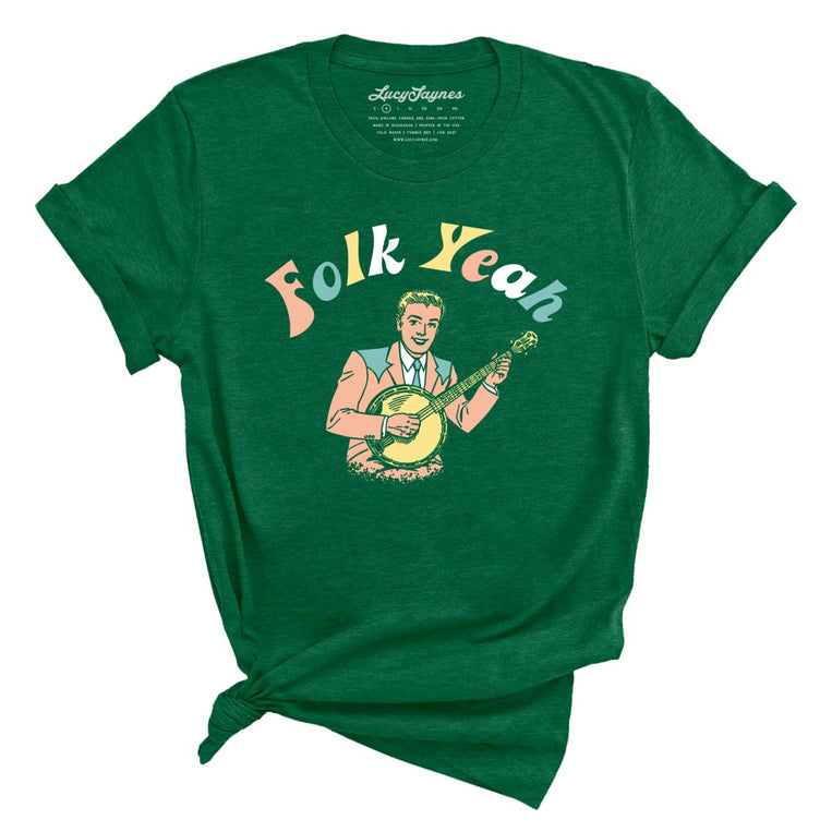 Folk Yeah - Heather Grass Green - Full Front