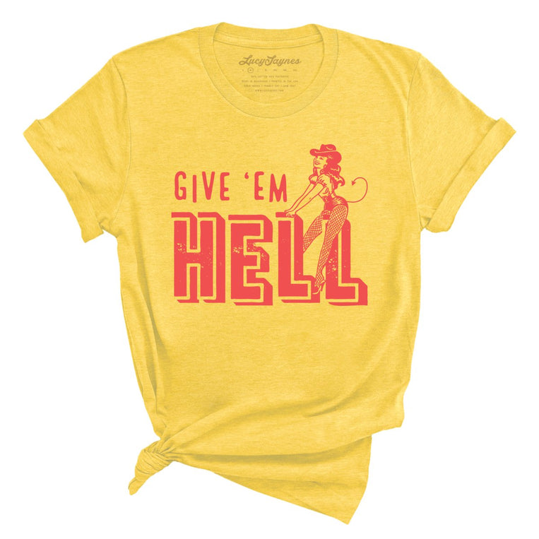 Give 'em Hell - Heather Yellow - Full Front