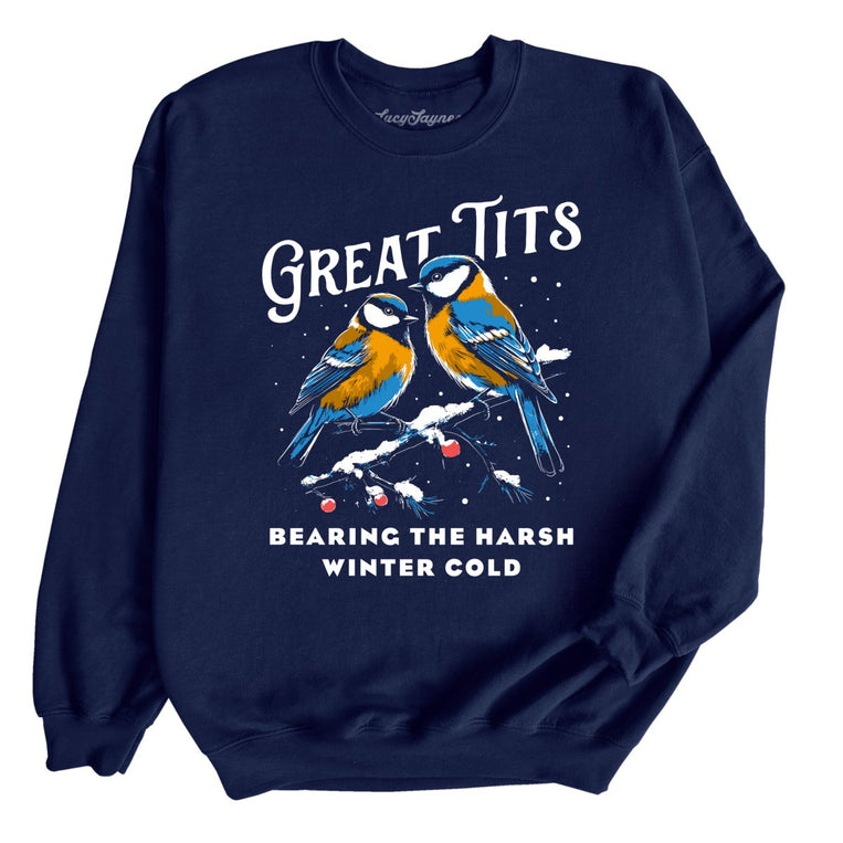 Great Tits Winter Cold - Navy - Full Front