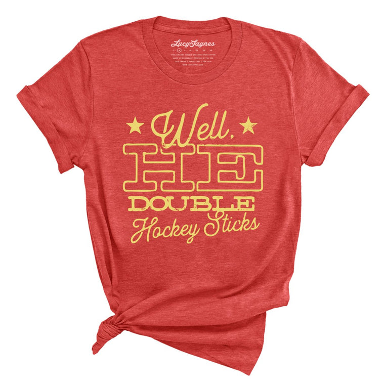 H E Double Hockey Sticks - Heather Red - Full Front