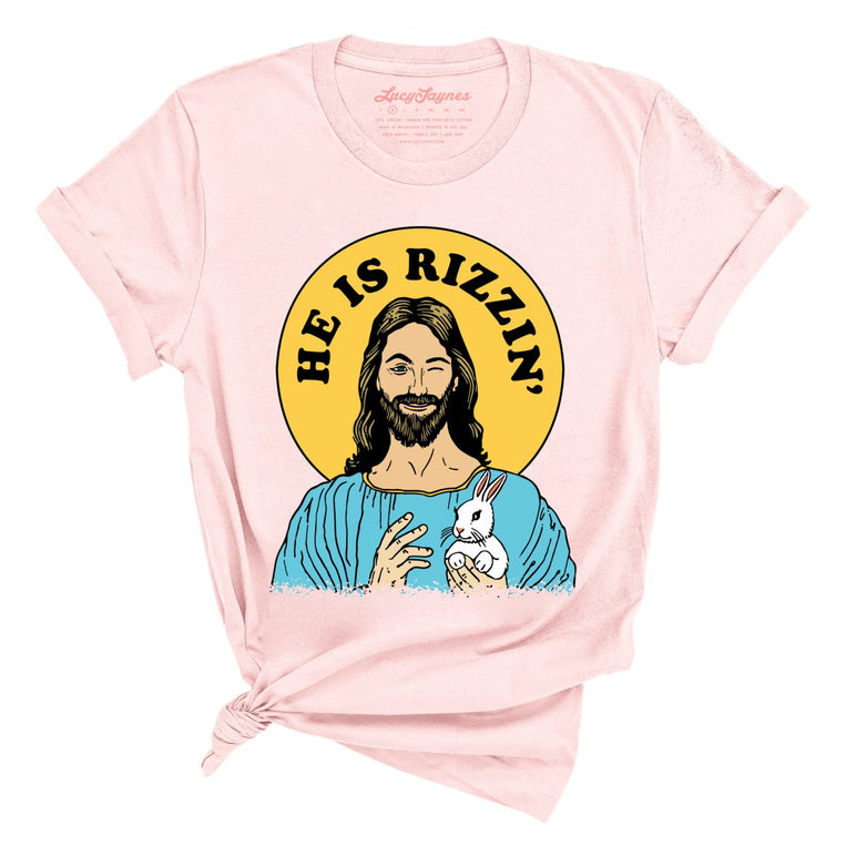 He Is Rizzin'. - Soft Pink - Full Front