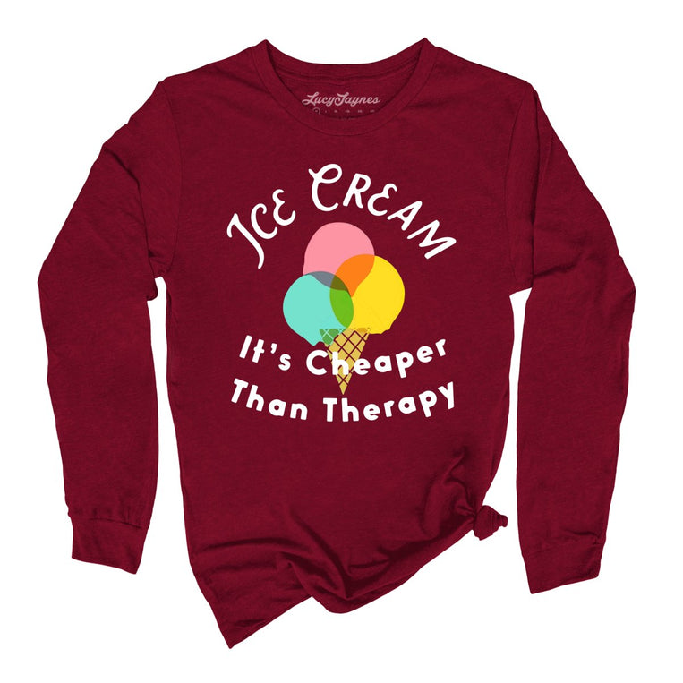 Ice Cream Cheaper Than Therapy - Cardinal - Full Front