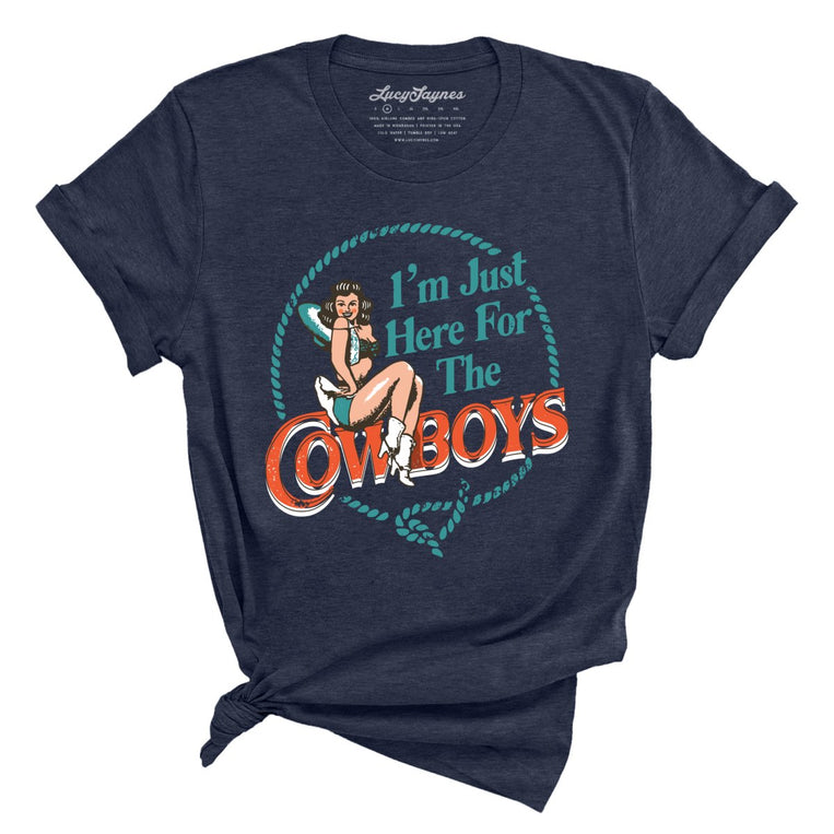 I'm Just Here For The Cowboys - Heather Midnight Navy - Full Front