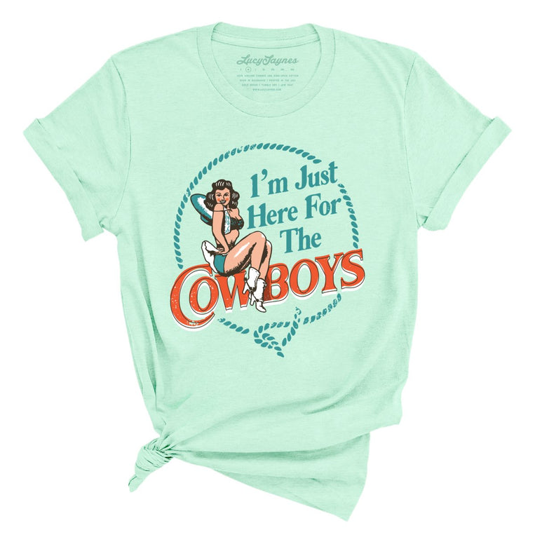 I'm Just Here For The Cowboys - Heather Mint - Full Front