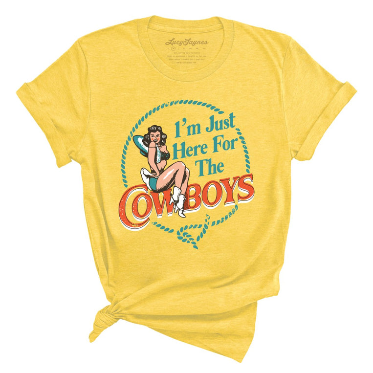 I'm Just Here For The Cowboys - Heather Yellow - Full Front
