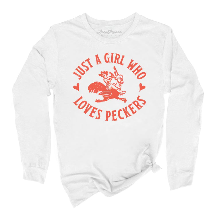 Just a Girl Who Loves Peckers - White - Full Front