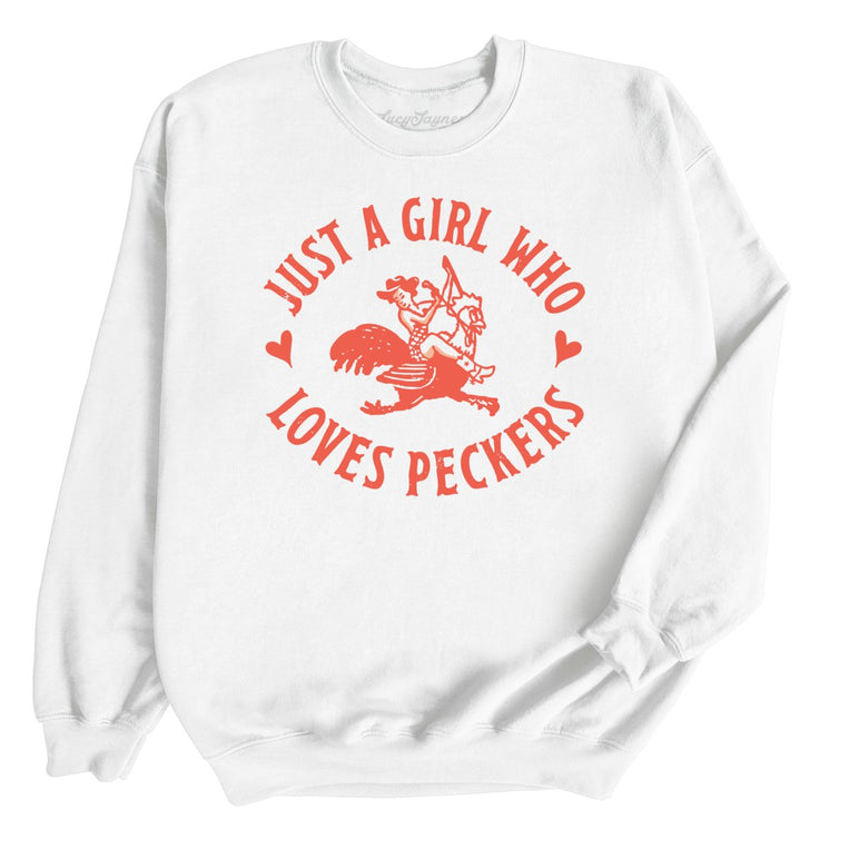 Just a Girl Who Loves Peckers - White - Full Front