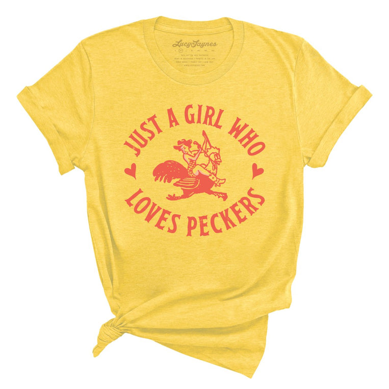 Just a Girl Who Loves Peckers - Heather Yellow - Full Front