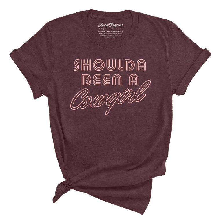 Should of Been a Cowgirl Retro Neon - Heather Maroon - Full Front