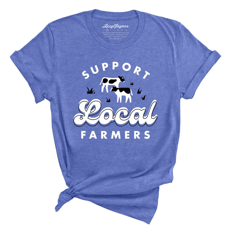 Support Local Farmers - Heather Columbia Blue - Full Front