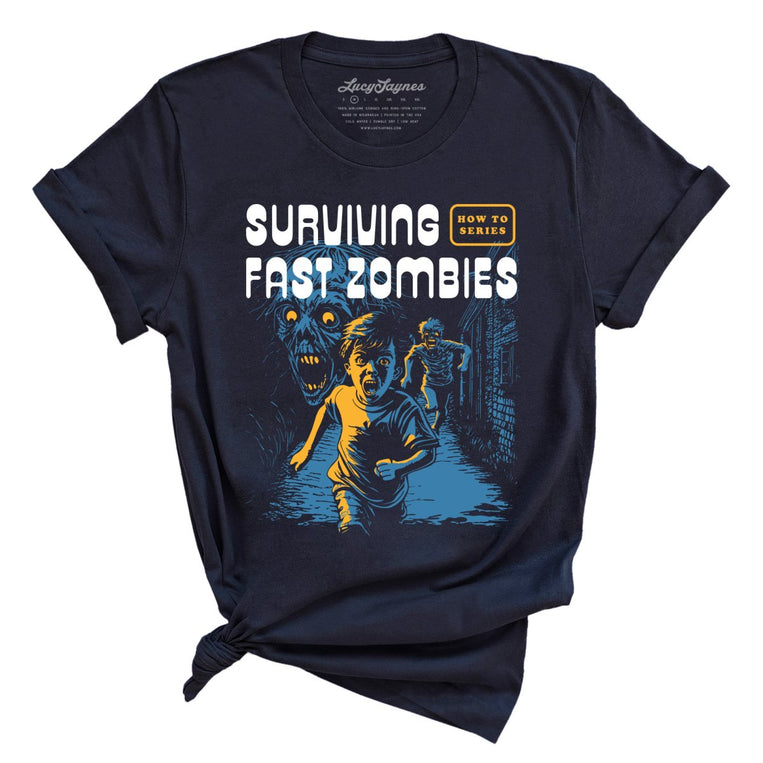 Surviving Fast Zombies - Navy - Full Front